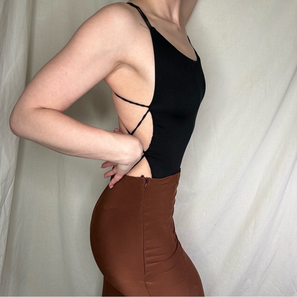 SHEIN Black strappy open back bodysuit size small - Picture 1 of 6